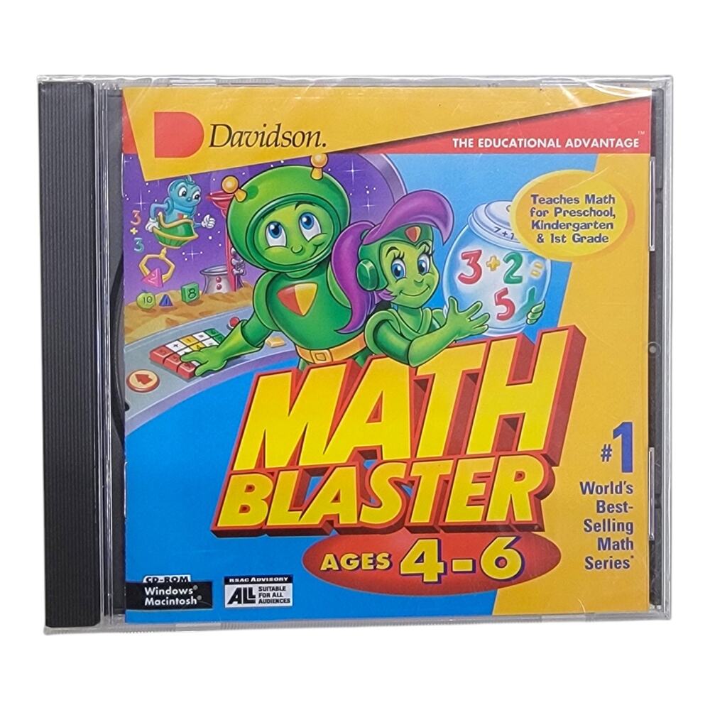 Math Blaster Ages 4-6 PC Mac CD-ROM Vintage 1997 Davidson Software New Sealed